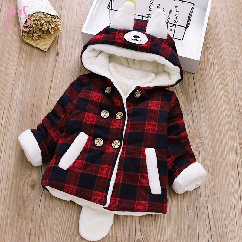 Winter New Baby Girl Cotton Coat Hooded Fleece Toddler Clothes Windproof Warm Thickened Children Jacket Overalls Kids Costume