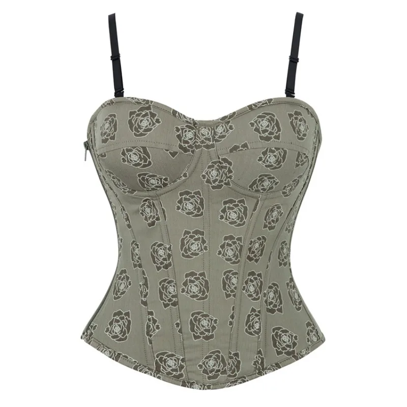 Damen Vintage Sexy Korsetts Schnür-Bustier Top mit Seitenreißverschluss Overbust-Korsett Weste Gothic Party Camisole