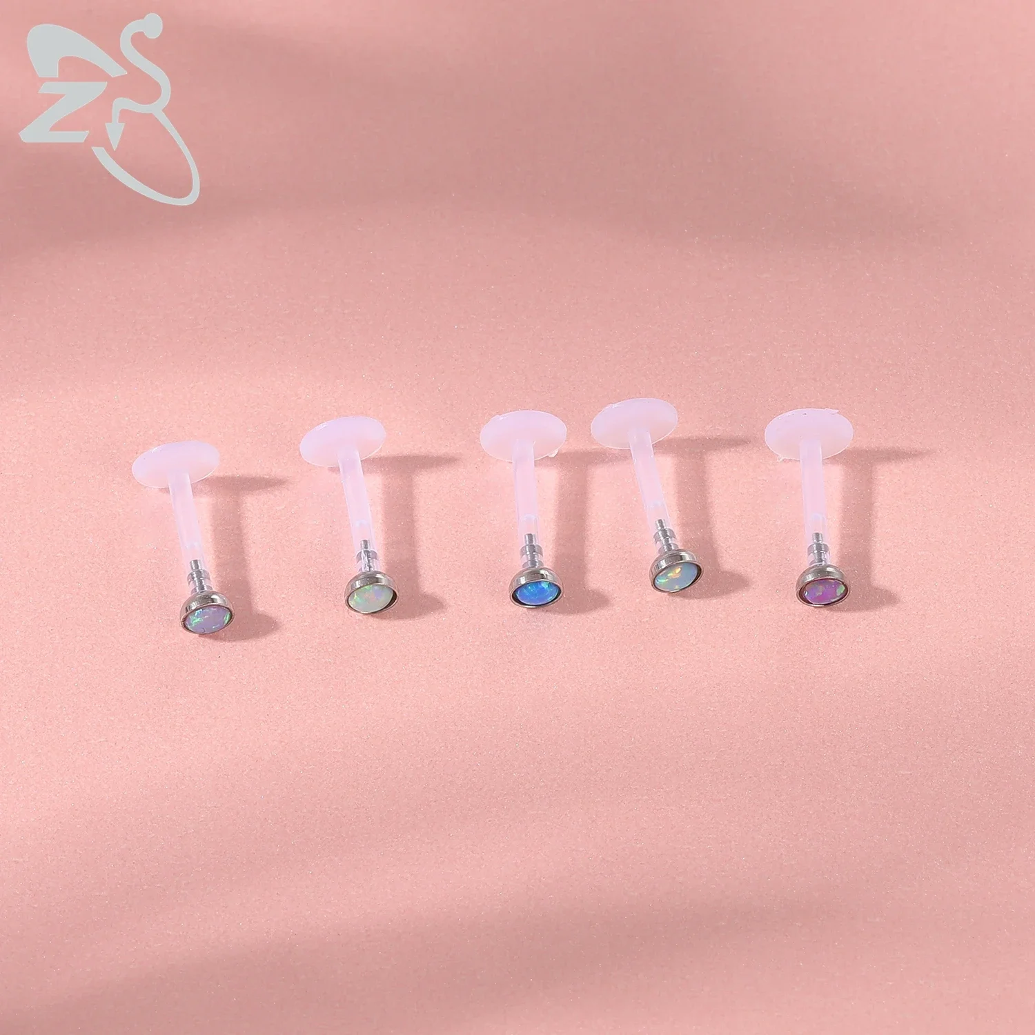 ZS-Clear Crystal Lip Labret Piercing Set, Monroe Lip Stud, Estrela, Tragus Coração Orelha, Hélice Cartilagem Piercings, 16G, 5pcs por lote