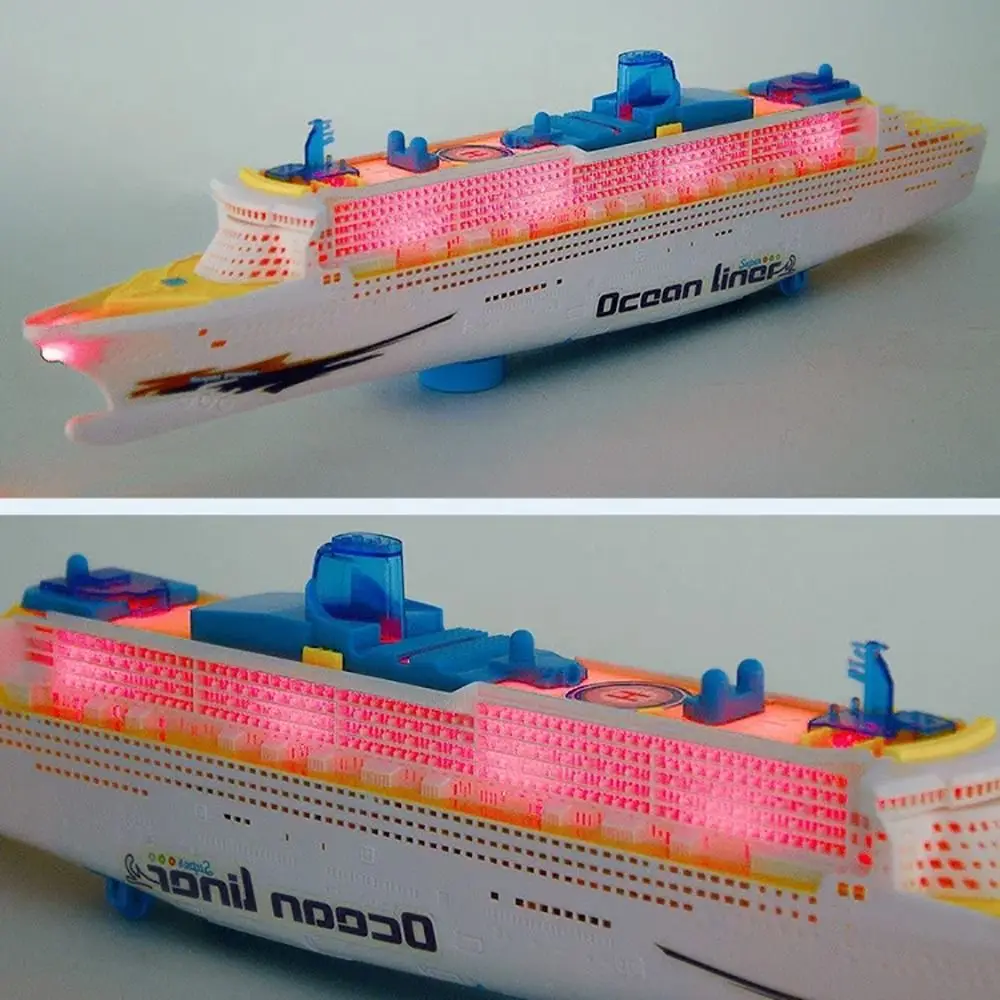 新しい点滅ライト付き電動船 自動操舵 LEDライトとサウンド付き電動ボート リアルな子供用航海玩具