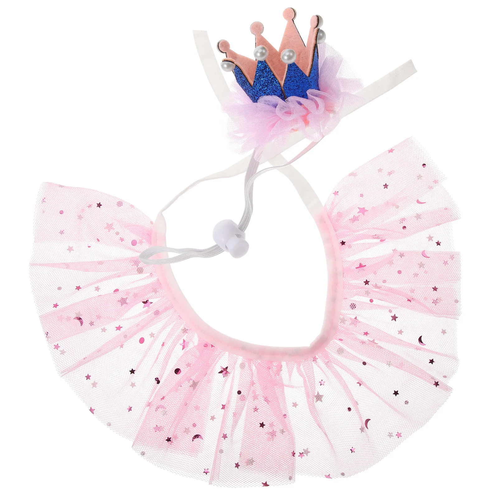 

1 set Flower Trim Collar Hat Set For Cats Adjustable Skin-Friendly Pet Accessory Breathable Kitten Collar Decorative Cat Neck