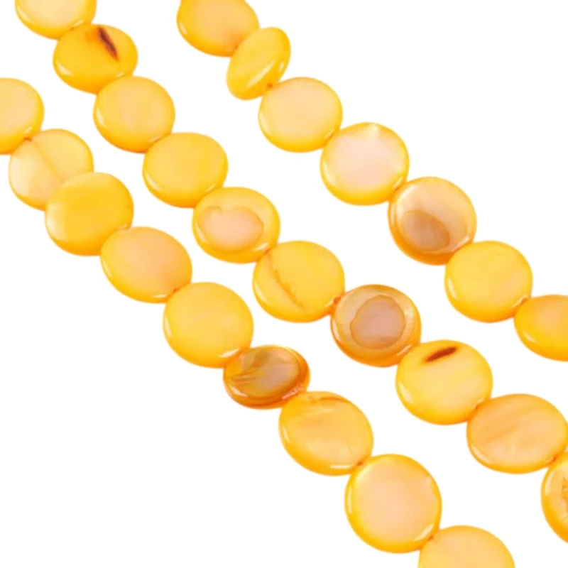 

Yellow Shell Loose Spacer Flat Circle Beads For Making DIY Jewelry Necklace Bracelet Accessorie Wholesale Price 11.5mm 16inch