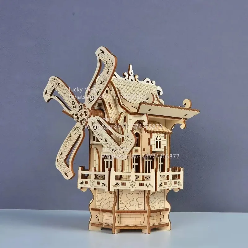 

Wooden Windmill Music Box Handmade Creative Set for Ladies' Birthdays and Christmas Gifts