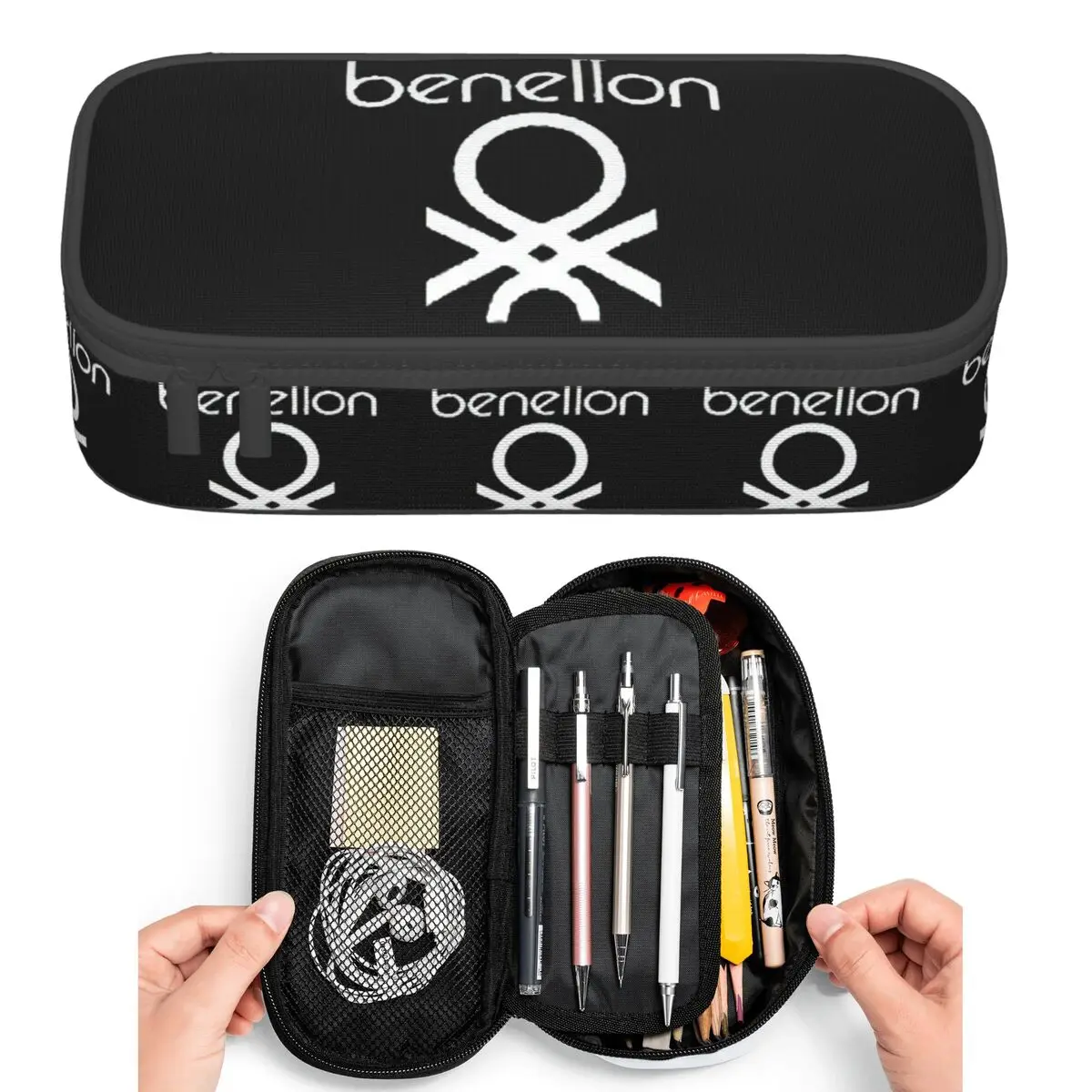 Estojos de lápis da coleção Benetton Formula Team 80s para estudantes, caixa de canetas, bolsa de lápis, bolsa de armazenamento grande, porta-canetas