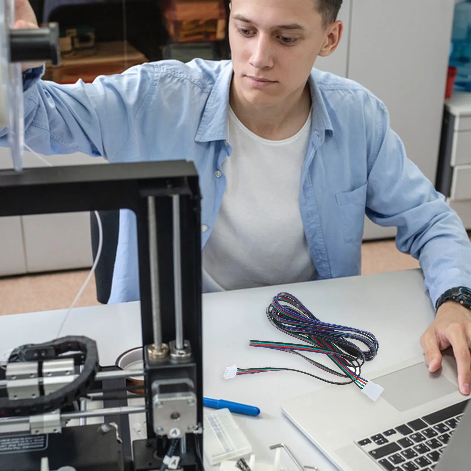 

Кабель для шагового двигателя, 2 м, белый, с разъемом, для 3D-принтера, удлинительный провод для драйвера, высокая проводимость, 1 шт.