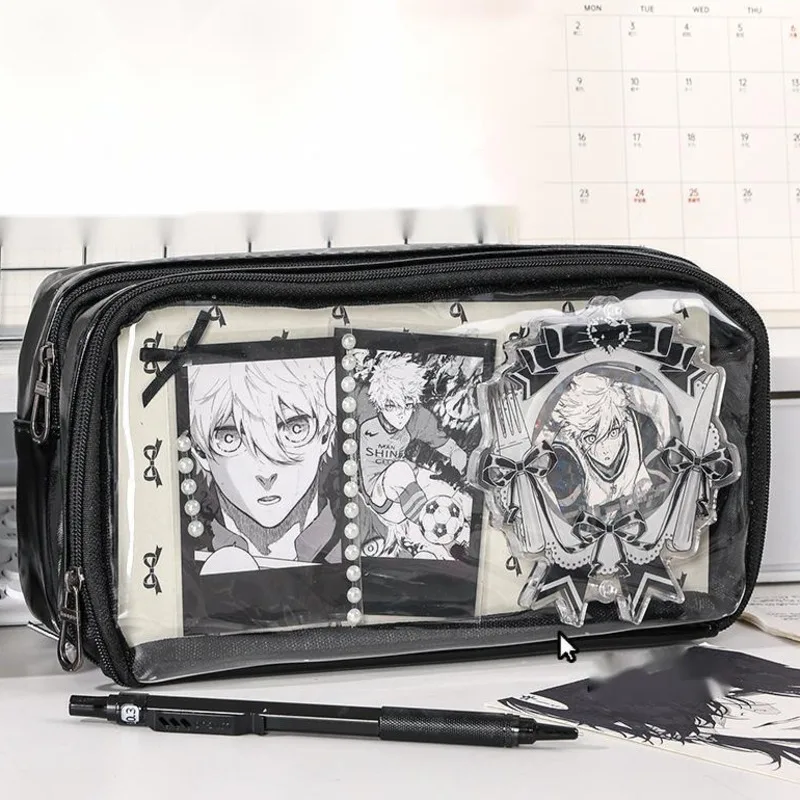 Silver F Pencil Case PU Transparent Layer Itabag Japan Interlayer Dirt Resistant Waterproof Multifunctional Large Capacity Box