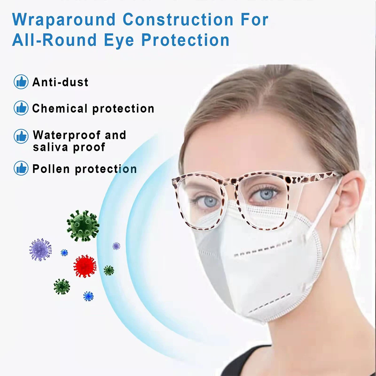 Anti Pollen Anti Fog Safety Glasses Anti Splash Debris Anti Sand Anti Shock Riding Protective Goggles for Work Sports HM9 view 3