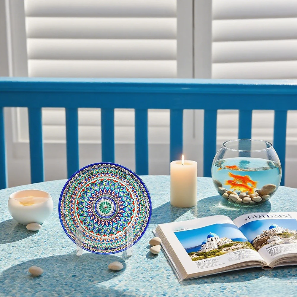 

Set of two acrylic plate stands clear easels perfect for displaying For Artwork photo frames and decorative items