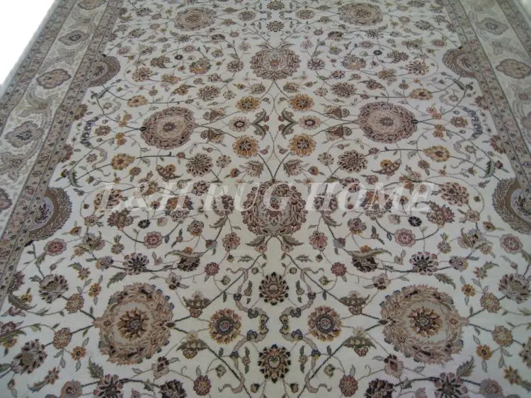 Free shipping 8'X10' 200Line Hand-knotted  Wool and Silk Oriental Persian Rug handmade persian carpet