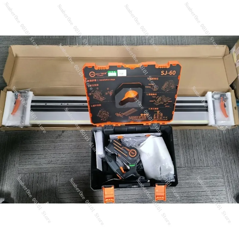 منشار حاجز بدون فرش بقدرة 2000 وات، منشار دائري SJ-60 مع قضبان توجيه من الألومنيوم 2 × 1.4 متر، نظام قطع النجارة