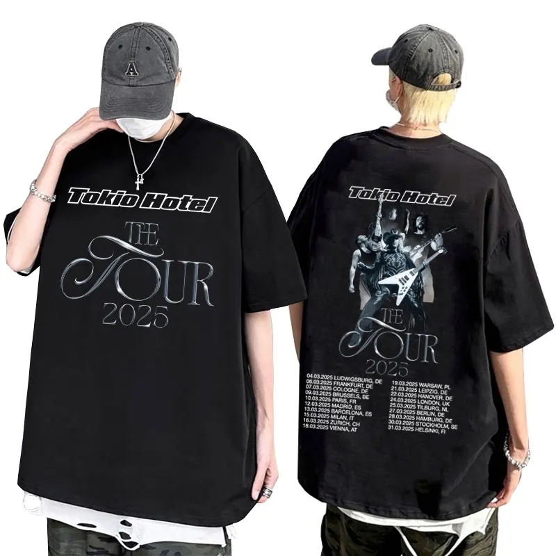 

German Rock Band Tokio Hotel The Tour 2025 T-shirt Men Vintage Punk Gothic Tees Male Casual Oversized T Shirt Hip Hop Streetwear