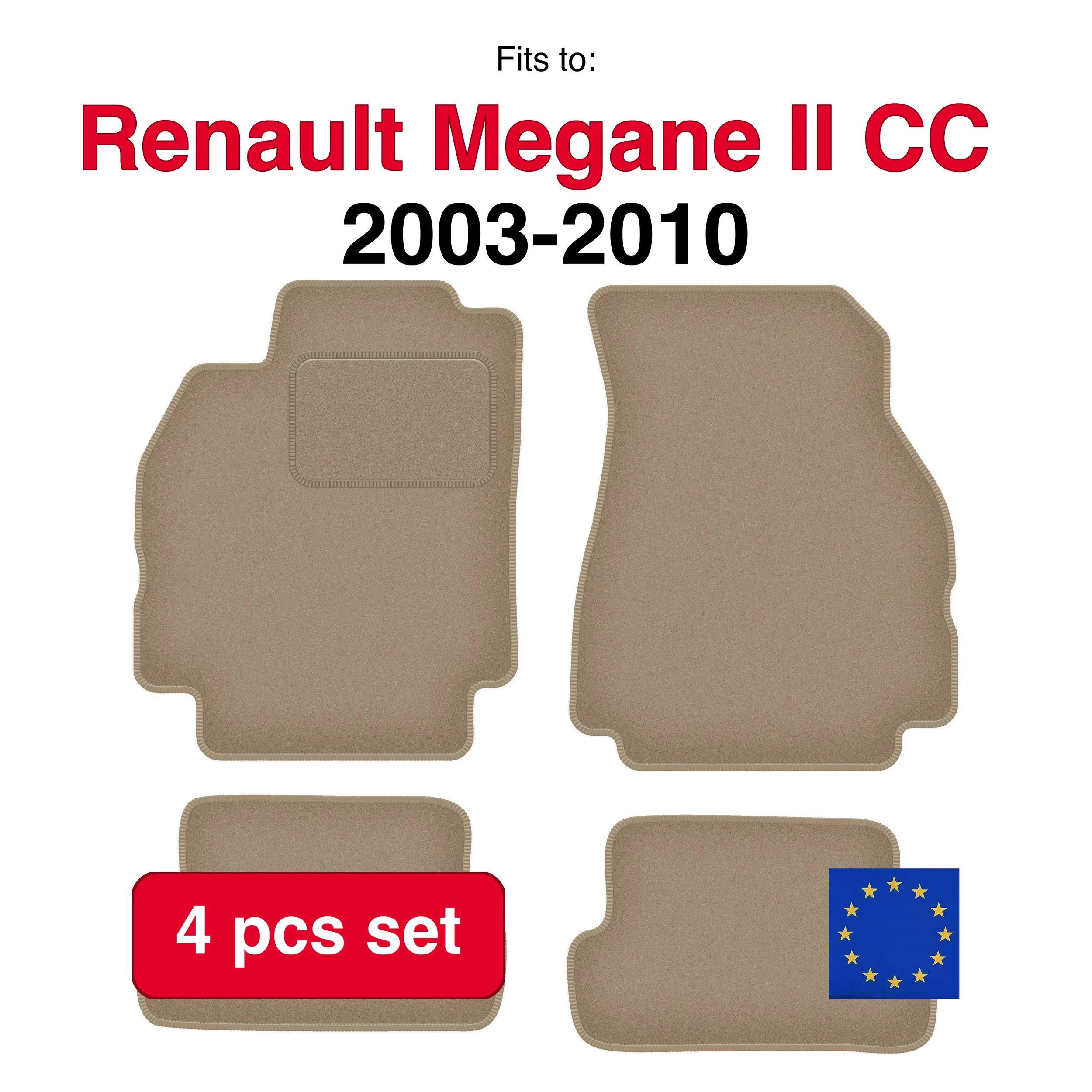 Image of Renault Megane II CC Coupé, Cabrio (2003-2010) – beige (4 Stück) Auto-Fußmatten-Set für Fahrzeuge
