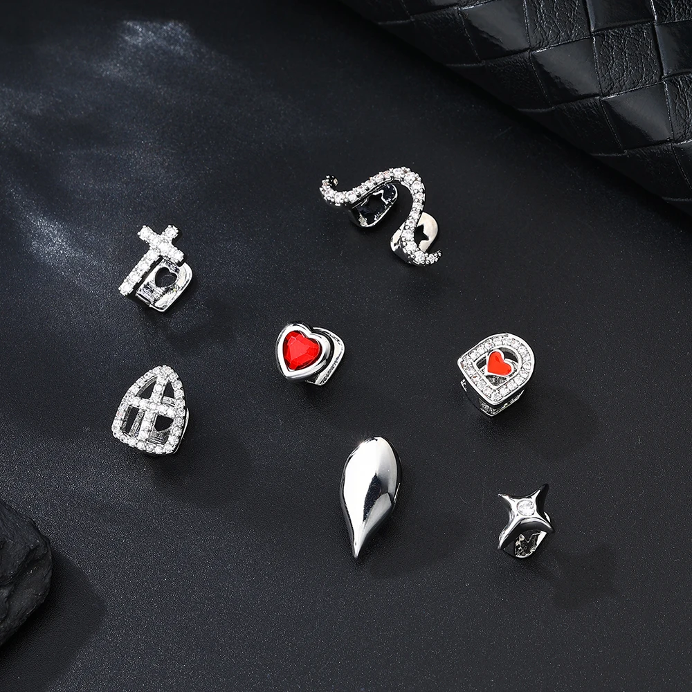 1PC Single Star Pattern Iced Out Teeth Grillz Removable Dental Grills Teeth Punk Teeth Caps For Men Women Jewelry