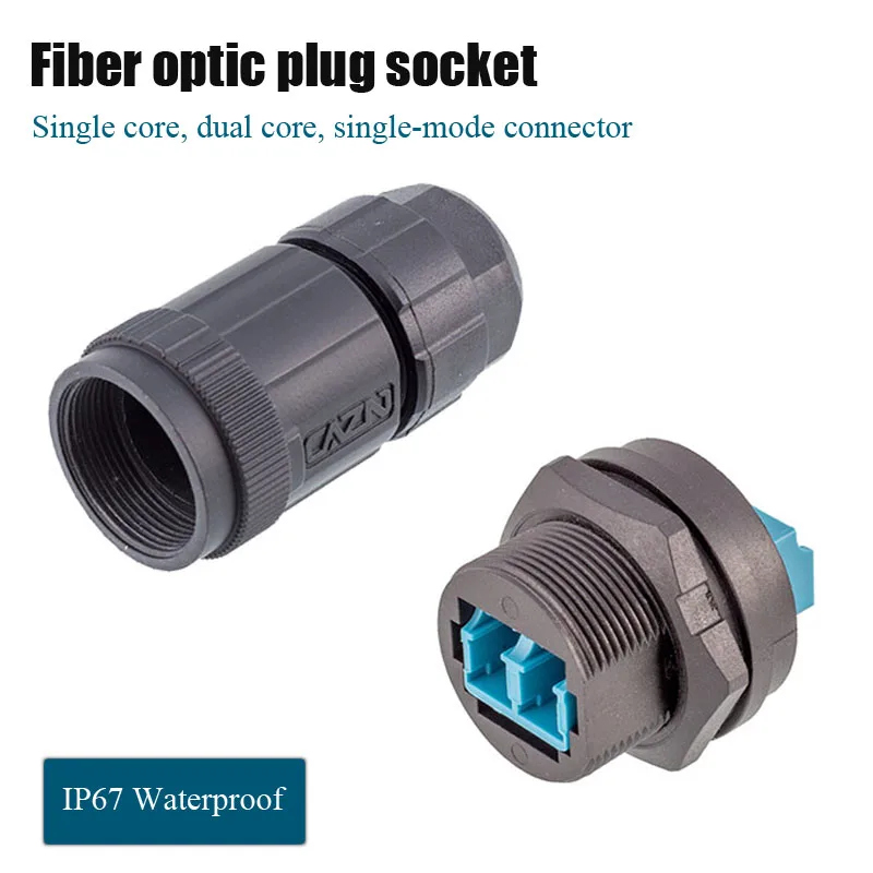 Waterproof LC/SC Fiber Optic Plug Socket Outdoor IP67 FDDI Single Mode Single Core Dual Core Connector SC Fiber Optic Cable