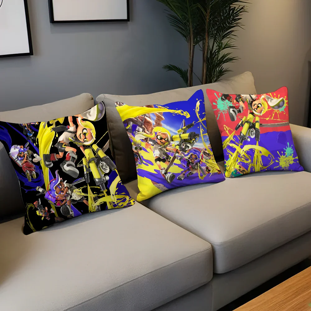 Game Splatoon 3 Pillow Case For Home Bedroom Room Decoration Living Room Sofa Cushion Cover Suitable