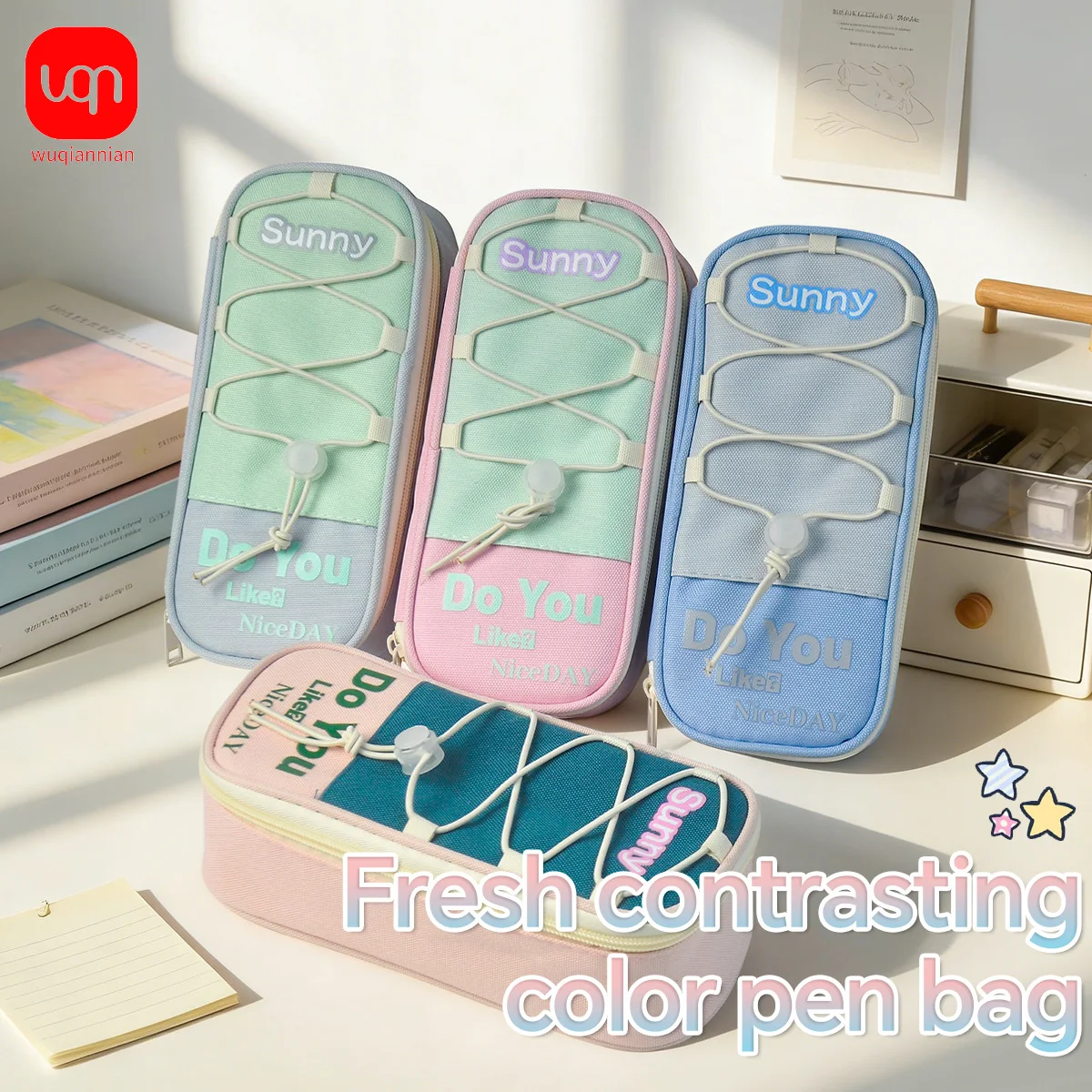 WQN1pcs Student Single-Layer Pencil Case Large Capacity Unisex Simple INS Japanese Style Multifunctional Pencil Case