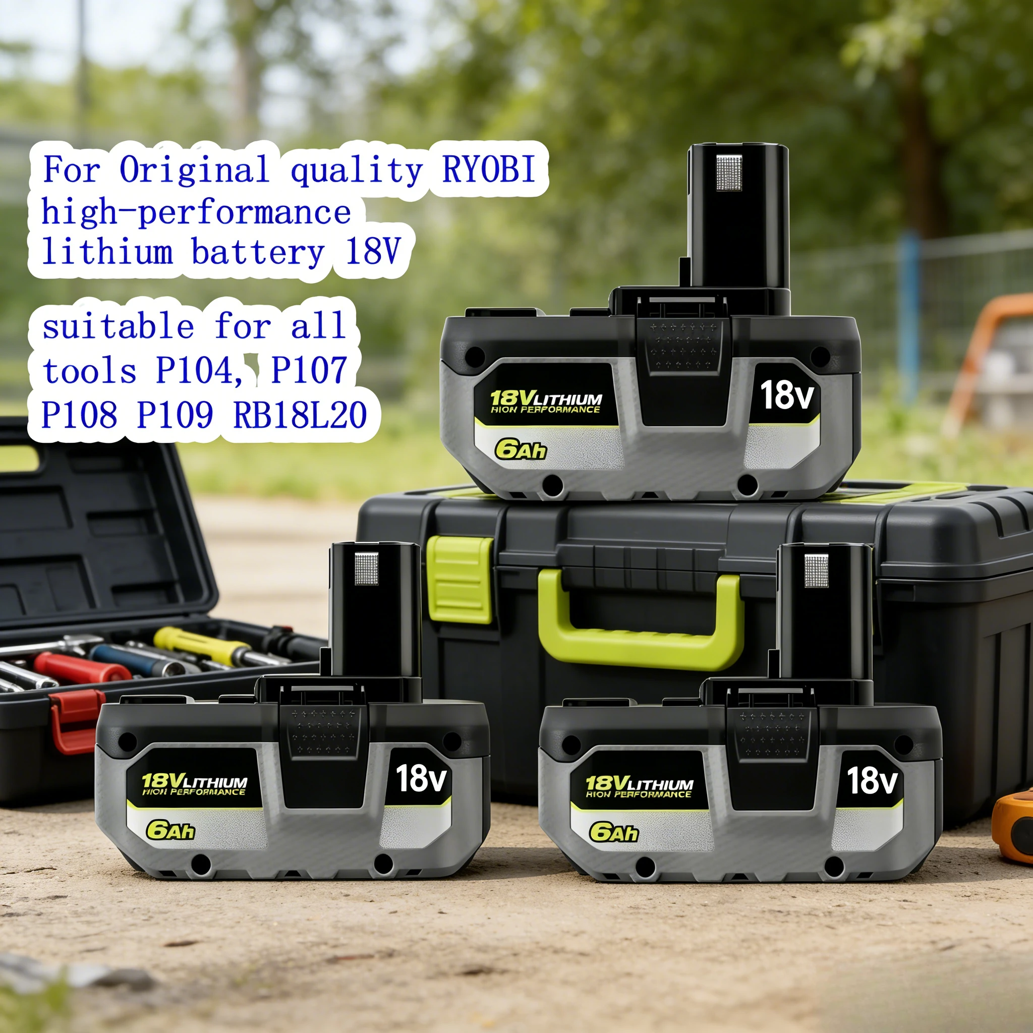 

100% Original RYOBI 18V High Performance Lithium Battery Durable Long Cycle Life For All Power Tools P104 P107 P108 P109 RB18L20