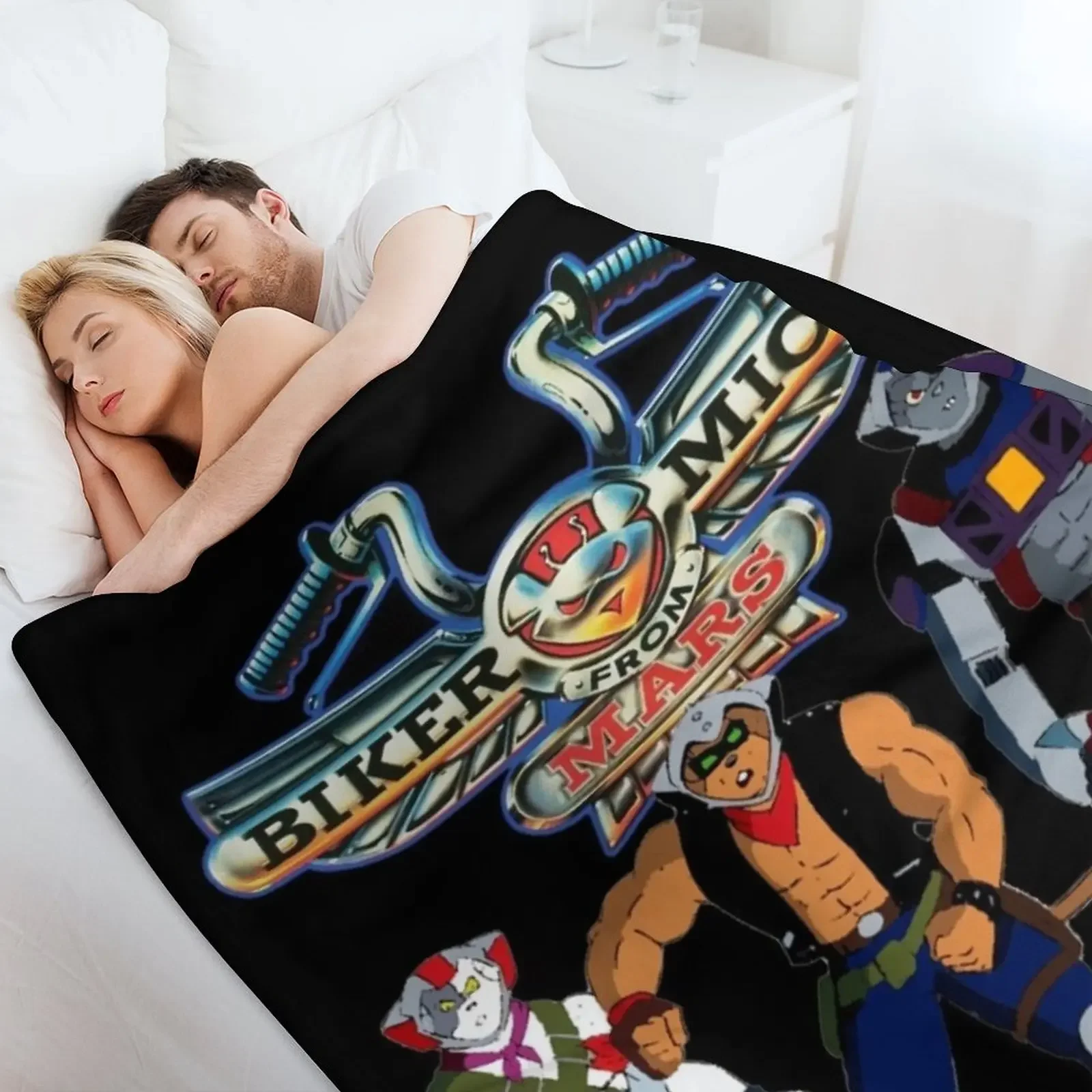 Biker Mice From Mars - Retro Children's TV Cartoon Throw Blanket Soft Solid Color Blanket for Couch Bed view 4