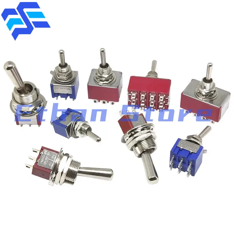 20 piezas ON-OFF-ON ON-ON 3P/4 6 9 12 pines 2/3 posiciones botón de encendido interruptor de palanca de enganche AC 125V/6A 250V/3A MTS-102 MTS 103 202 203