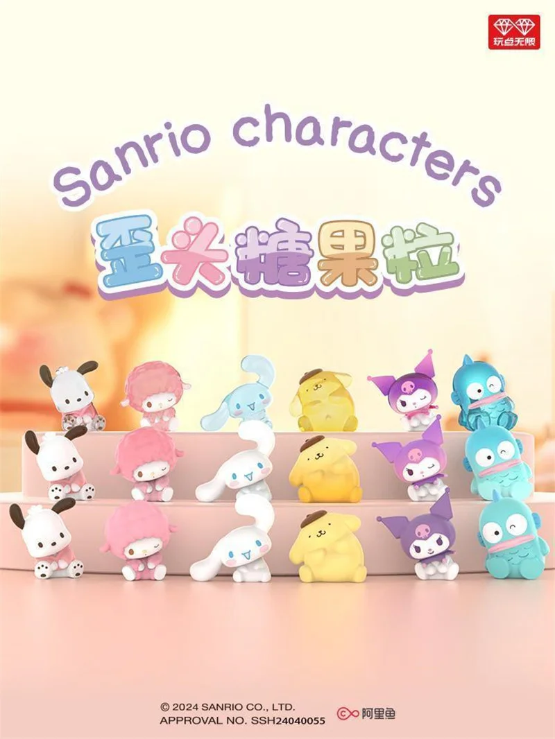 

Genuine Sanrio Mini Blind Box Crooked Head Candy Granule Series Cinnamoroll Kuromi Pochacco Cute Toy Ornaments Model Doll Gift