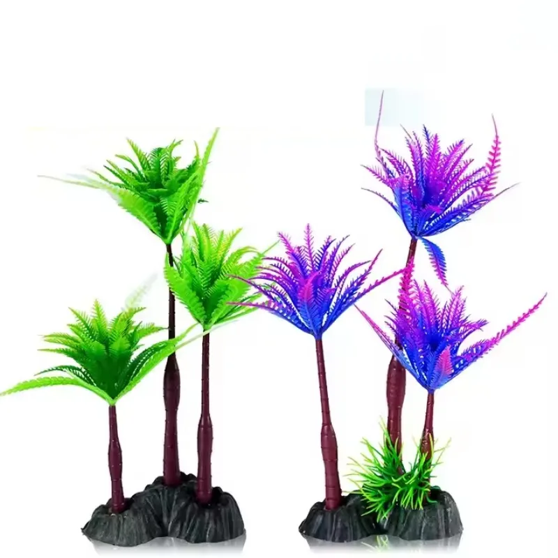 

10pcs Small PVC Artificial Coconut Tree Ocean Style Aquarium Ornament Fish Tank Landscaping Simulated Decorations