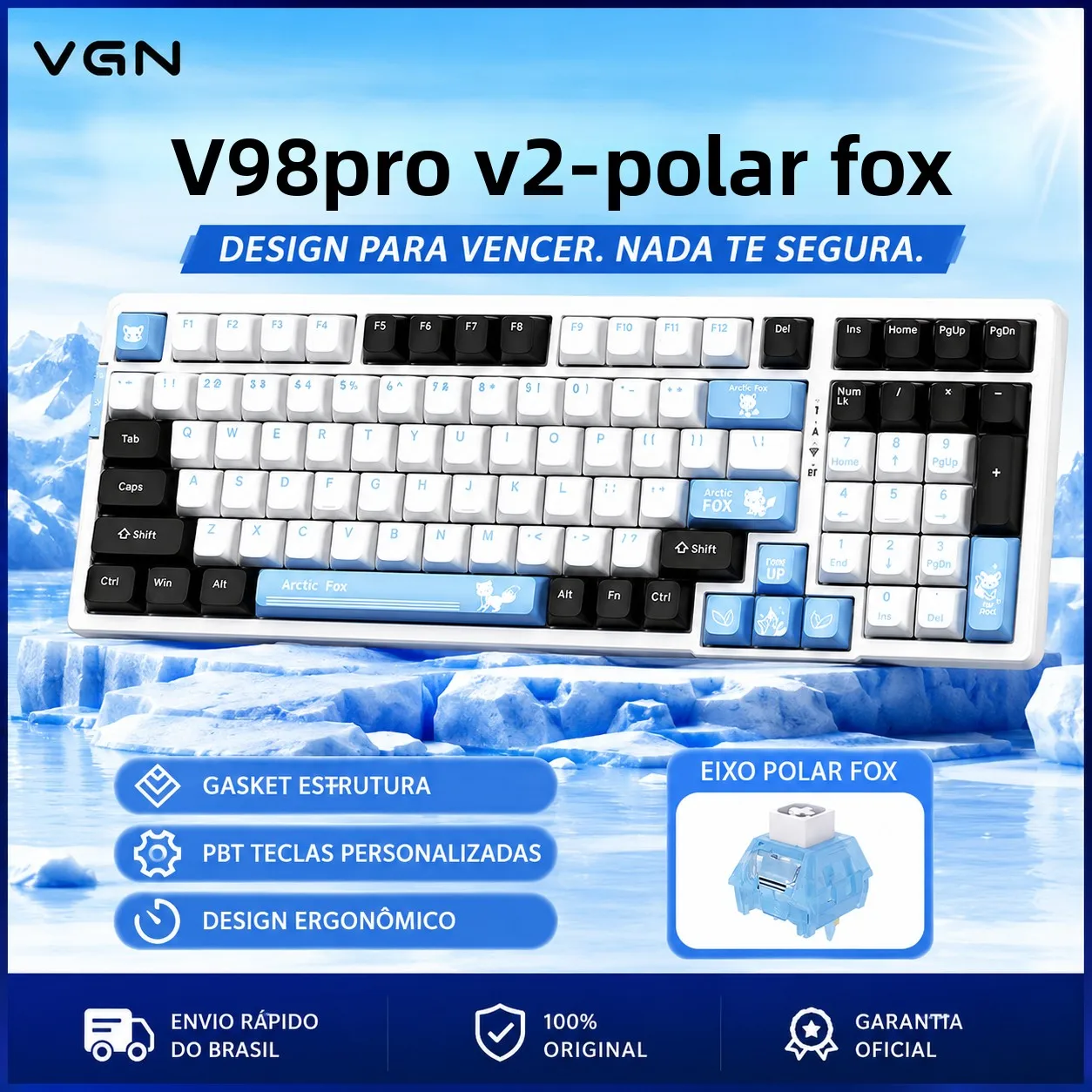 Беспроводная механическая игровая клавиатура VGN V98pro V3 с тремя режимами подключения, Bluetooth, бесшумная офисная клавиатура, подарок для мужчин и женщин