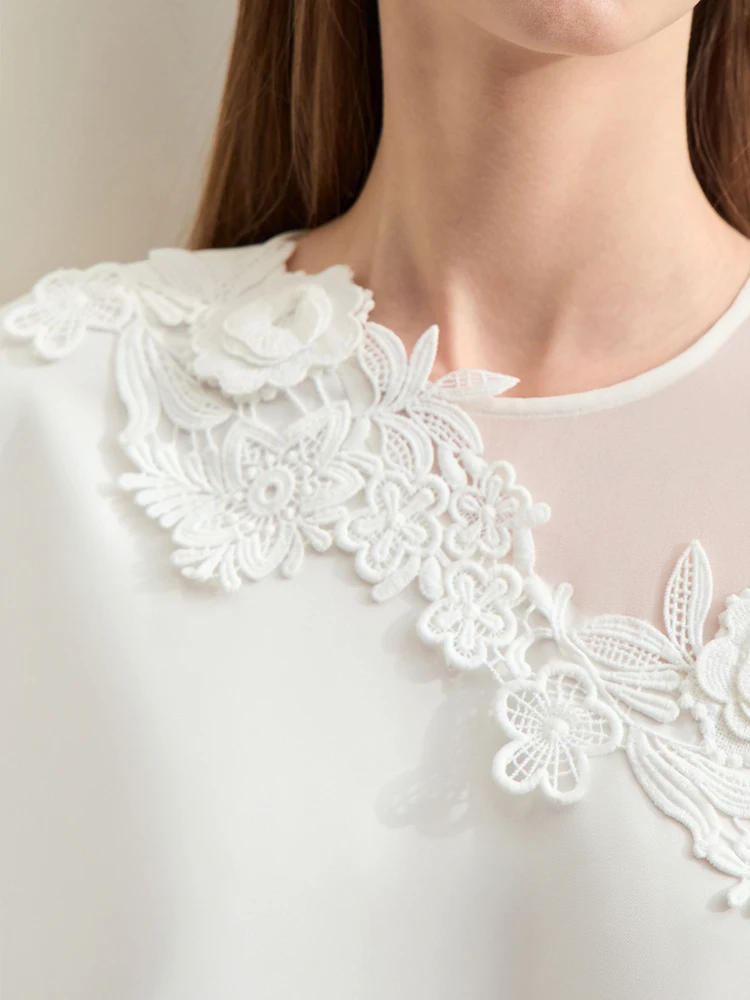 AMII Minimalism 2024 Dresses For Women Summer New Loose Irregular Spliced Chiffon Strapless Lace Long-sleeved Dress 12441091