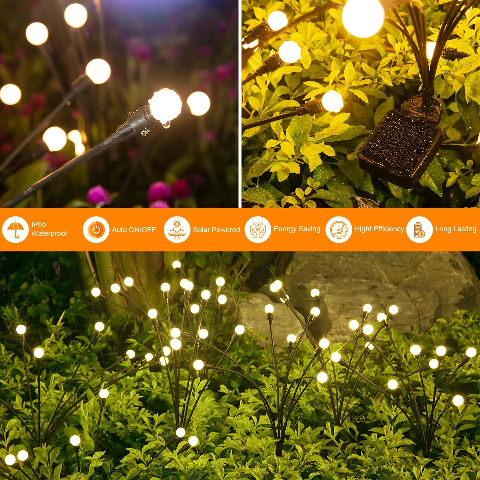 Imagem -05 - Solar Garden Led Lights Decorações ao ar Livre Swaying Firefly Lights para Pátio Pathway Decor Luz Brilhante 18pack