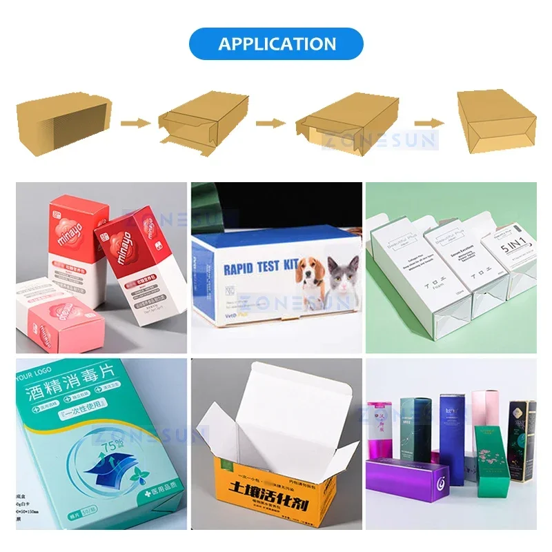 Zonesun ZS-KDJ100 Lock Bottom Cartoning Machine Carton Caixa de papelão que faz a máquina de formação de papelão