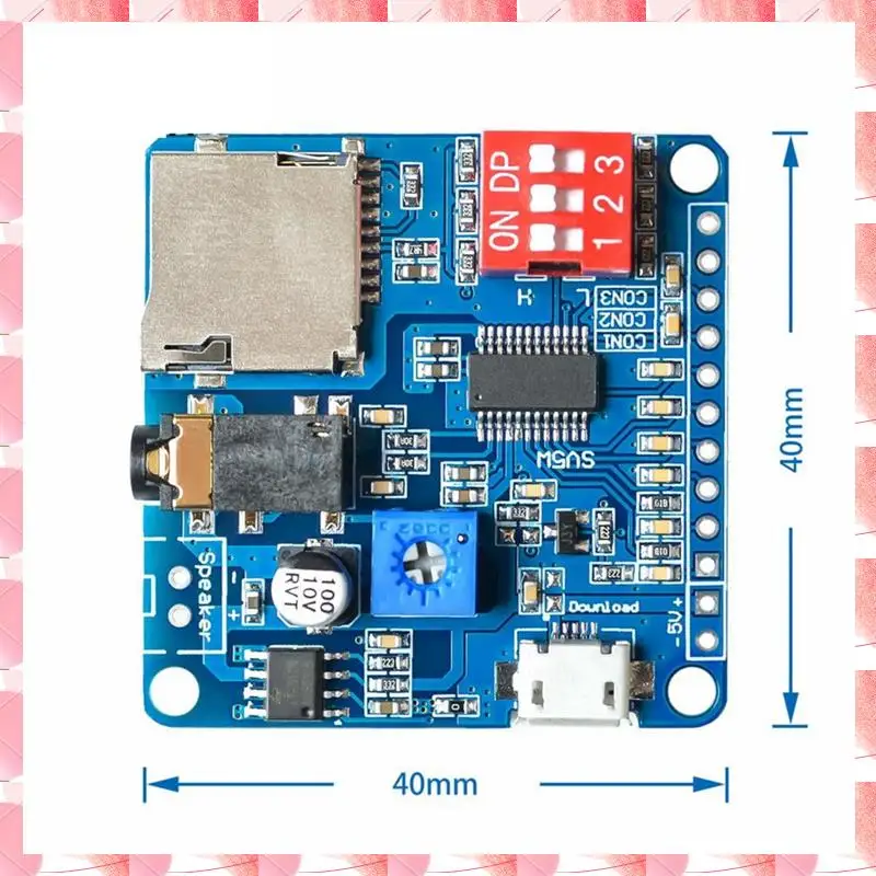 JAJA Player Module Voice Sound Playback Module UART I/O Trigger Class D Amplifier Board 5W DY-SV5W
