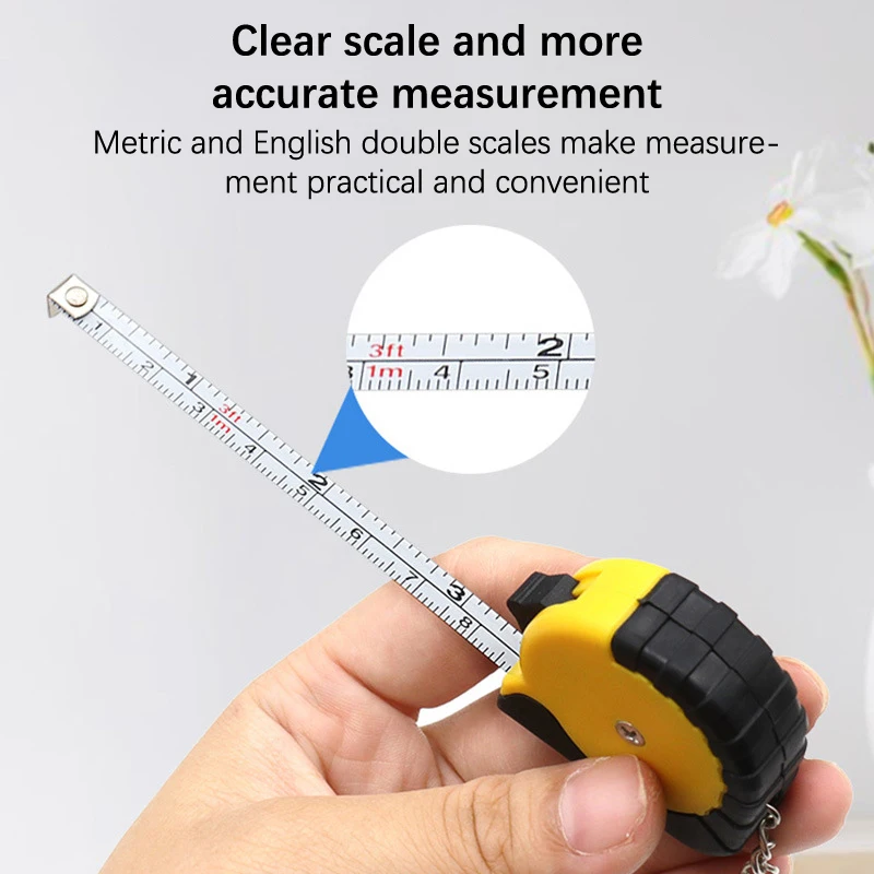 Small Soft Steel Ruler 1M Multipurpose Measure Tape With Keychain Portable Mini Gift Metric Inch Double Scale Tape Measure