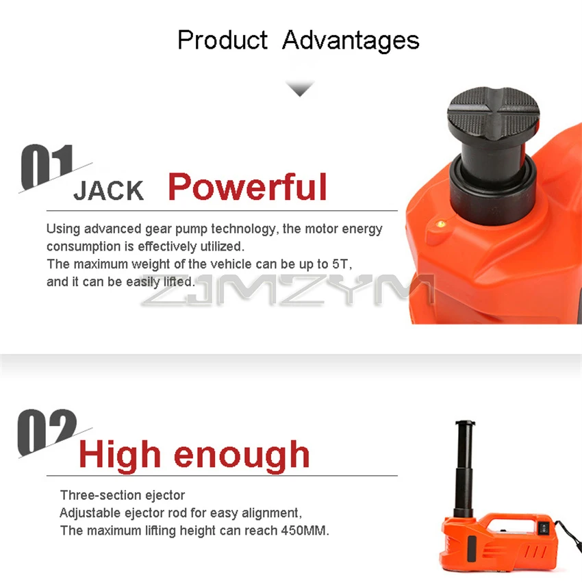 12V 3Ton 5Ton 150W Rated Power 13A Max.Current Car Electric Tire Lifting Car Jacks Hydraulic Air Infatable Car Floor Jack