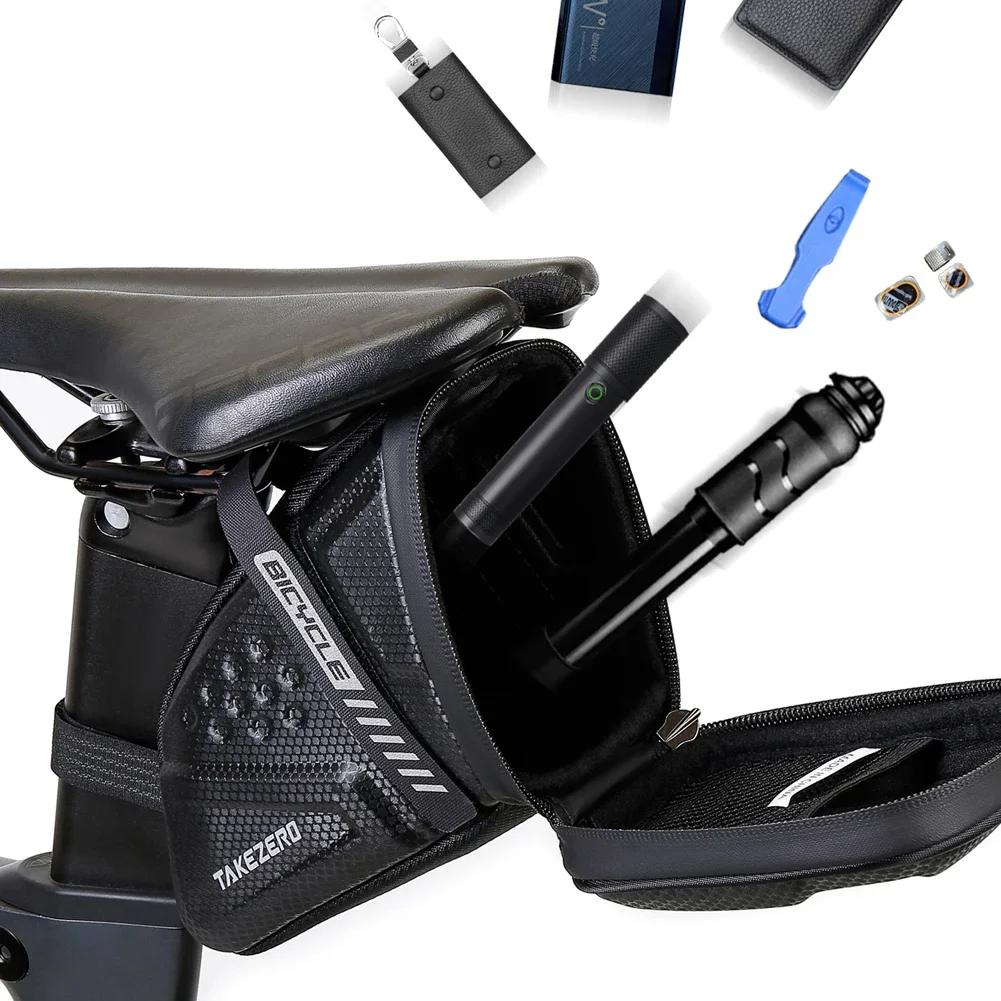 1L Bicycle Saddle Bag EVA Hard Shell Refletive MTB Road Bike Saddle Bag Waterproof Seat Rear Tool Pouch Bag Cycling Accessories