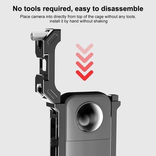 Imagen 2 del producto Marco protector de cámara PULUZ para Insta360 X3/X4, carcasa de aparejo de jaula de Metal con Base de zapata fría expandible y adaptador de trípode