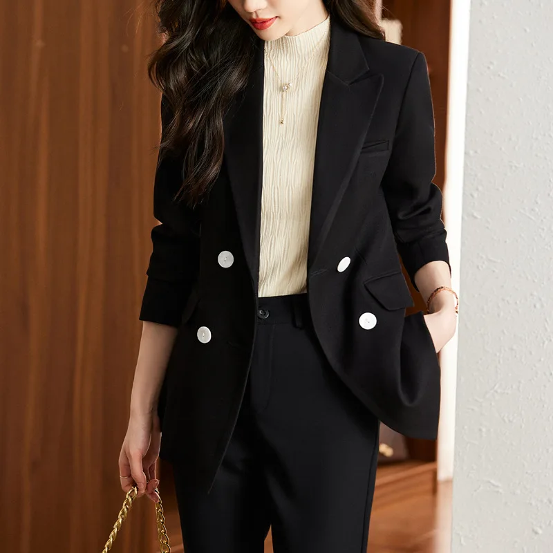 High Quality Fabric Women Formal Professional Business Suits with Pants and Jackets Coat Autumn Winter OL Blazers Trousers Set