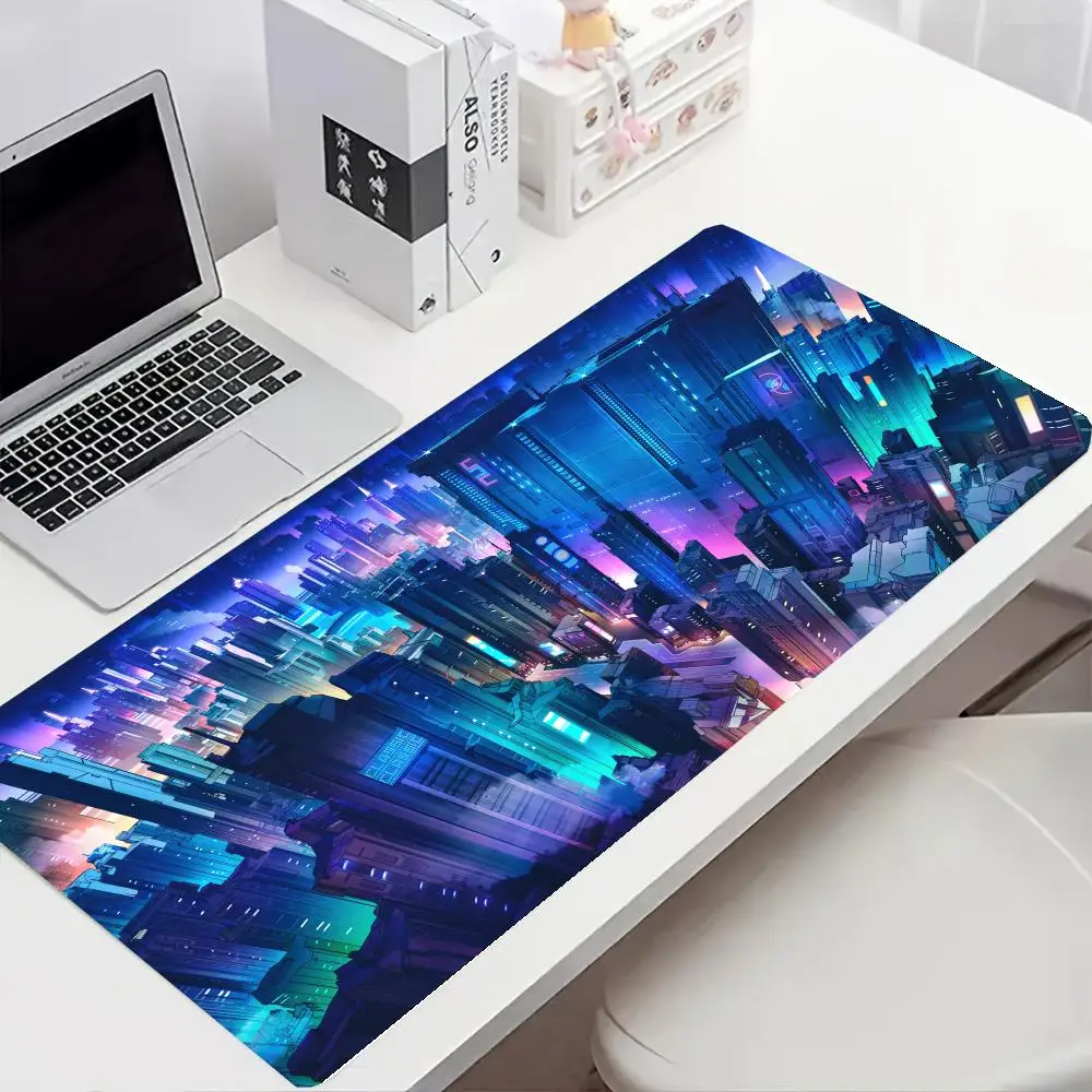 Large Size Table Mat Dreamy Pink Cherry Blossom Tree Twilight Sky Mouse Pads For Laptop Bedroom Learning Playmat