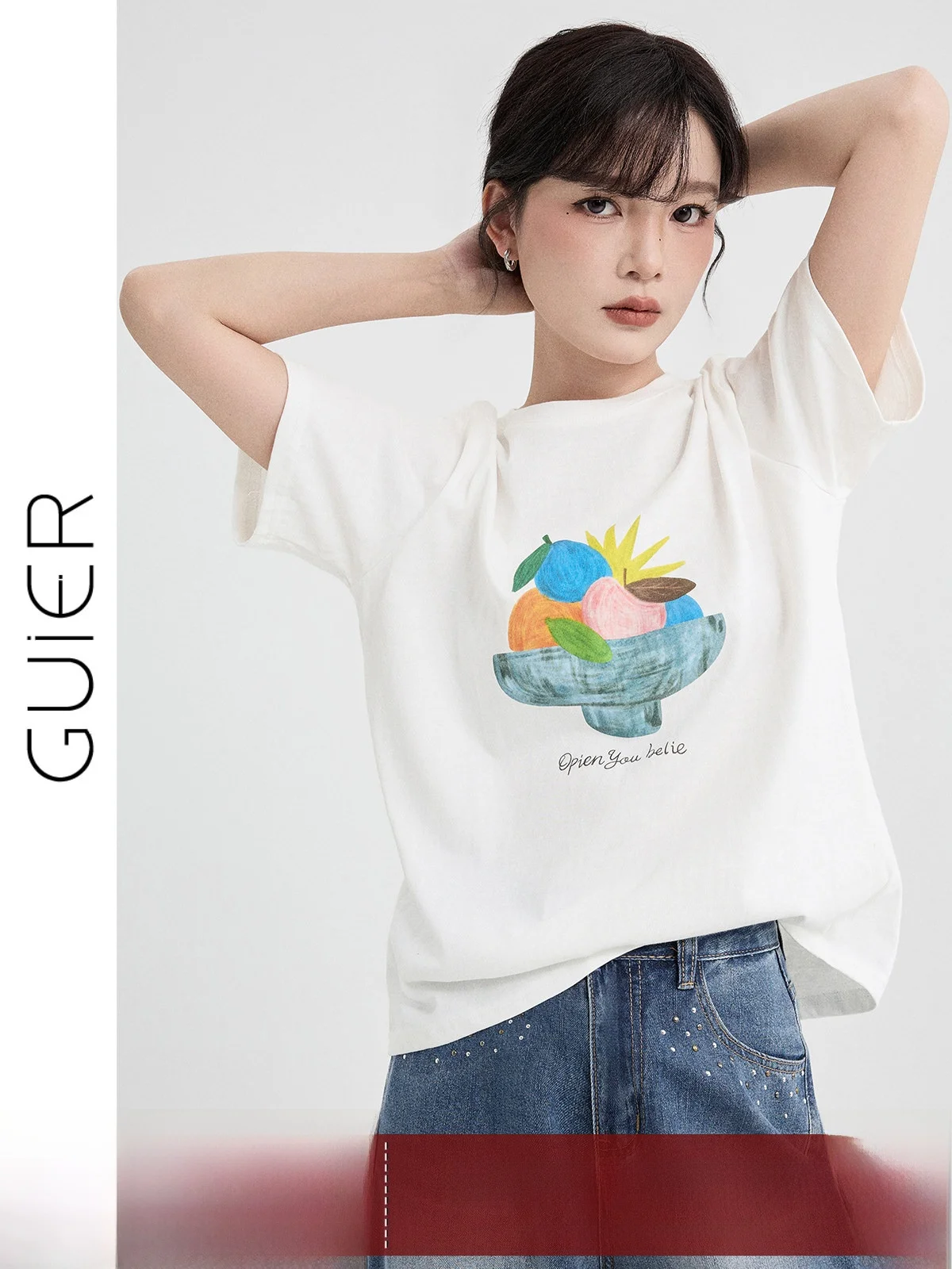 

Повседневная женская футболка с круглым вырезом и короткими рукавами, свободного кроя, с принтом, универсальная летняя модная футболка с круглым вырезом, предотвращающая старение кожи