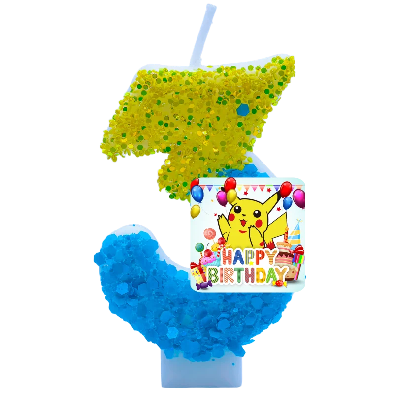 Velas de Pokémon con diseño de Pikachu, números del 0 al 9, figuras de anime, artículos para fiestas de cumpleaños, decoración para pasteles, regalo popular