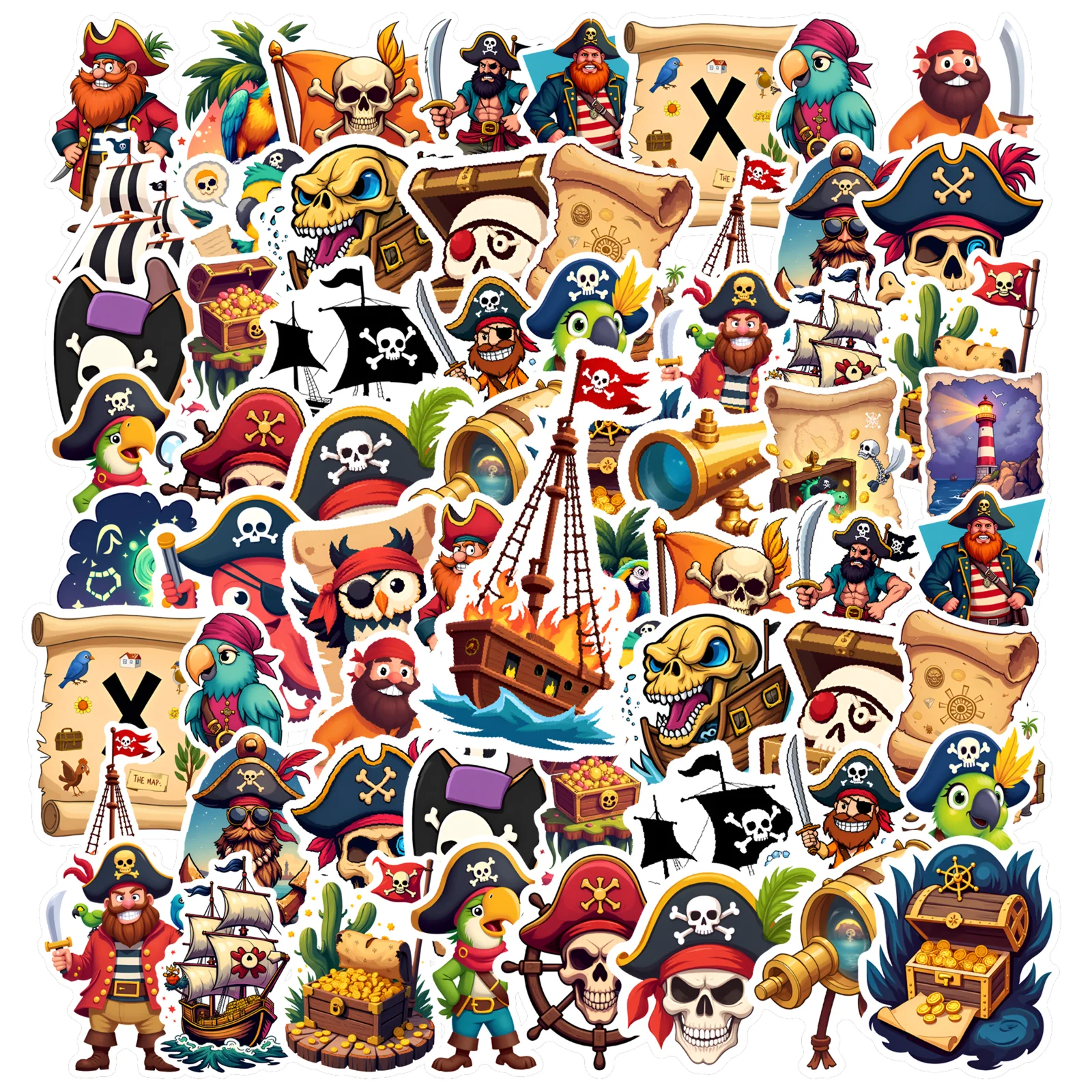 

35 шт.-50 шт., игривые наклейки сокровища, приключенческий корабль, наклейки для приключений, пиратские канцелярские наклейки для ноутбука, гитары