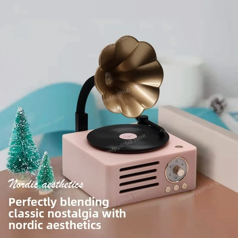 Subwoofer Retro Gramophone Shape Bluetooth Speaker Portable Box Wireless Speaker Outdoor for Sound System Radio Music MP3