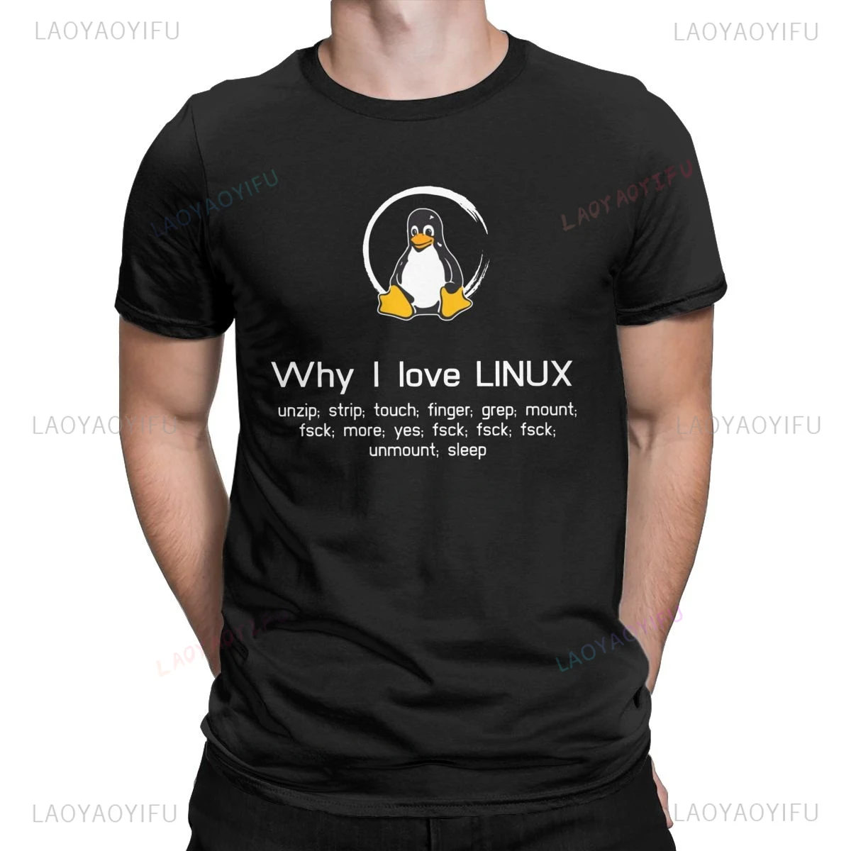 Linux Penguin Tshirt Premium Cotton Men's Clothing Leisure Harajuku Manga Tees Aesthetic T-Shirts Vintage Humor Streetwear