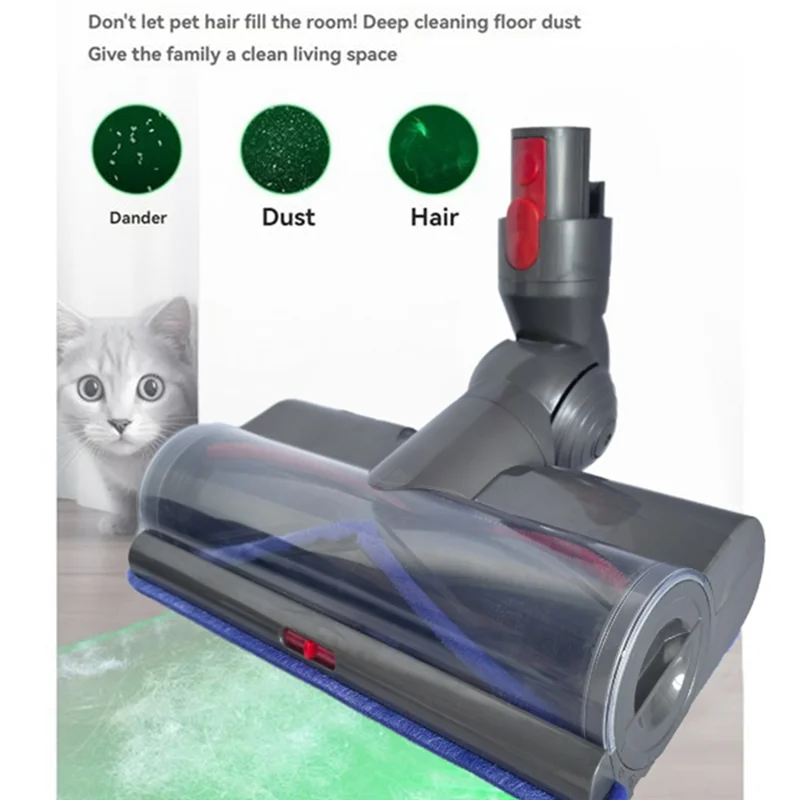 Kit Sikat Rol Lembut Kepala Pembersih Lantai Elektrik untuk Perlengkapan Vakum Dyson V7 V8 V10 V11 V15 dengan Lampu LED Debusa83x