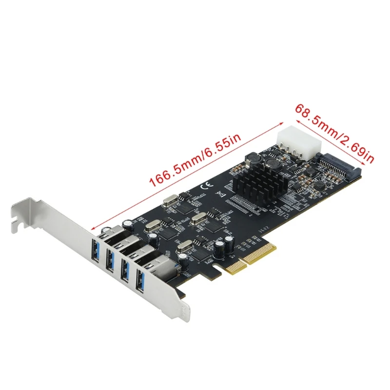 Computador PCIE para 4 portas USB Placa expansão velocidade rápida Interfaces PCIe