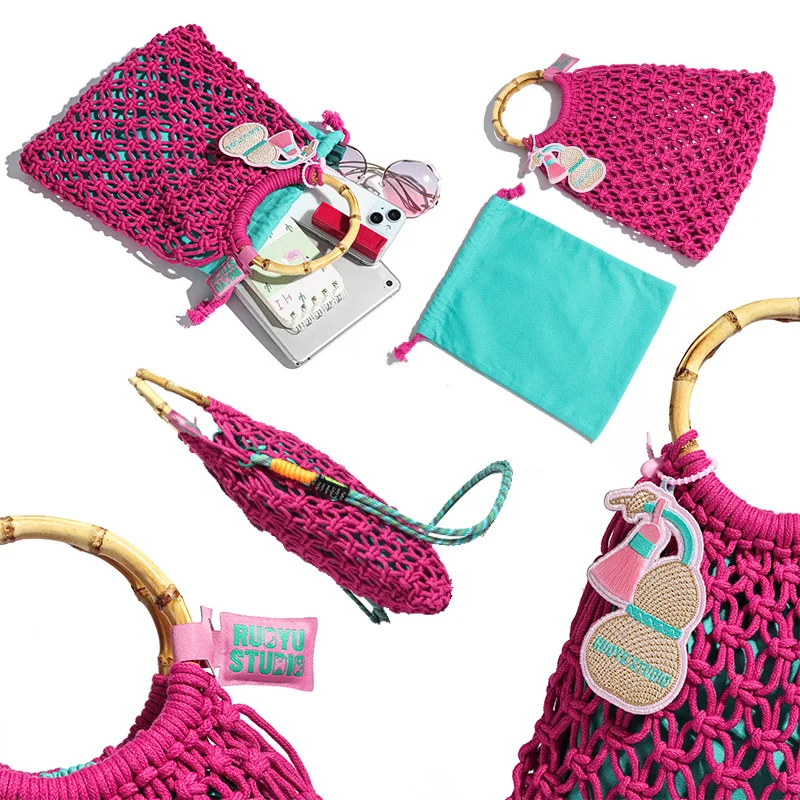 

Original Design Handheld Cropped Crossbody Woven Bag RUOYUSTUDIO Cotton Rope Me Baskets Faion Summer 2024 Handbags