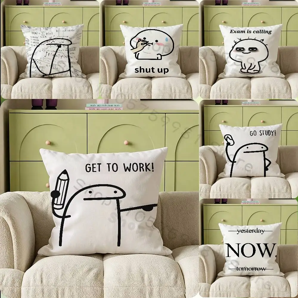Quirky Funny Slogans Print Throw Pillow Cover Square Cushion Case for Living Room Bedroom Decor