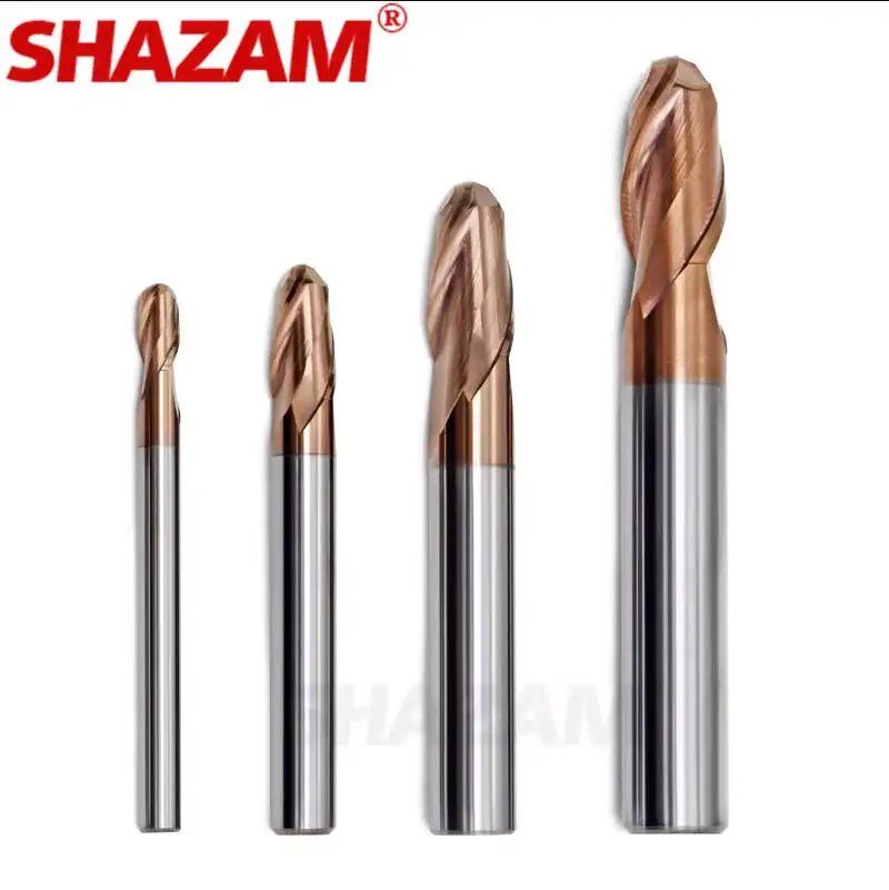 Milling Cutter Alloy Coating Tungsten Steel Tool Cnc Maching Hrc65 Ball Nose Endmills SHAZAM Top Milling Cutter Machine Endmill