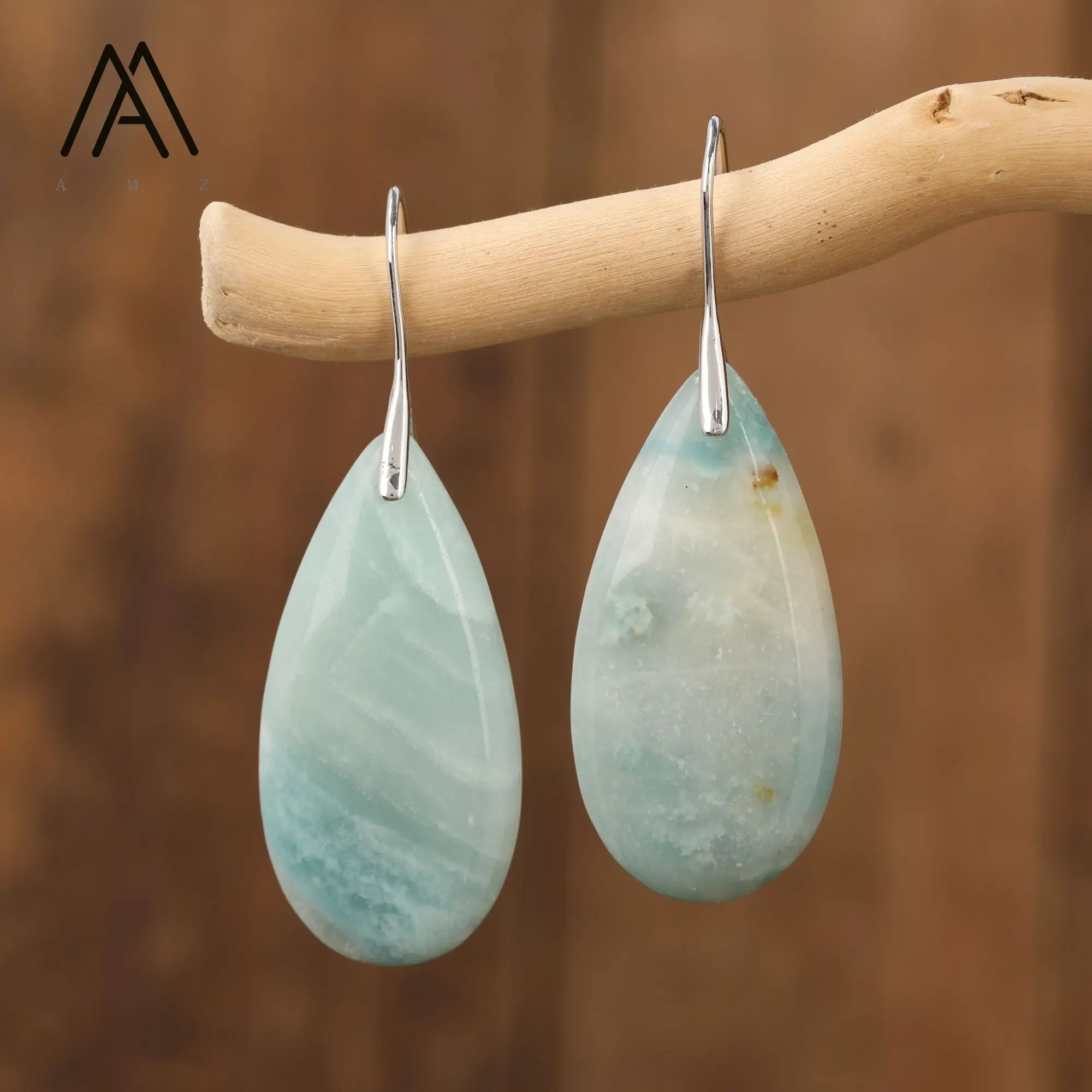 

Long Teardrop Shape Gemstone Earrings Silver Color Hook Earring Fashion Jewelry Birthday Gifts to Women Girlfriend