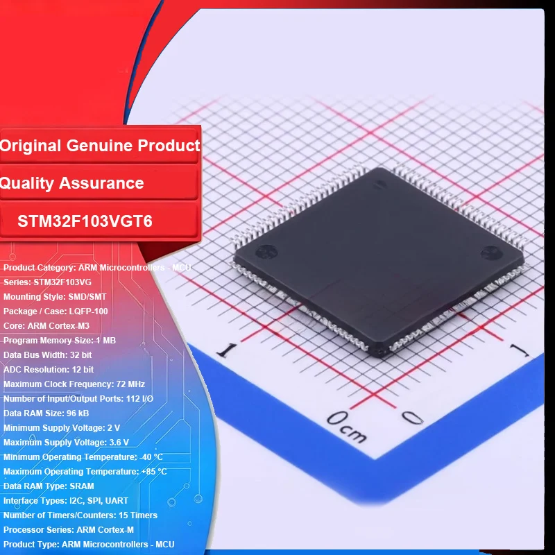 STM32F103VGT6 Original New 1PCS LQFP-100 ARM Cortex-M3 32 Bit Microcontroller MCU 72 MHz Integrated Circuit IC Chip PCB Board