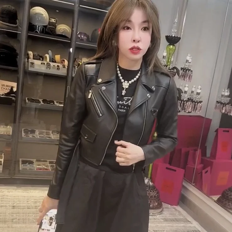 Chen Tai 2025 Neue ort Echtes Leder Jaet frauen Anzug Kragen effell Mantel Oberbekleidung Frühling Abnehmen Cool Und Ele