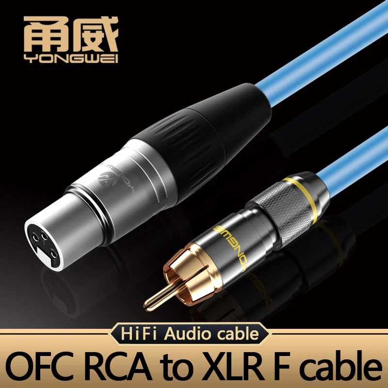 YONGWEI-Cable RCA a XLR de alta gama, Conector estéreo 6N para amplificador de altavoz, mezclador, 3 pines, hembra a RCA macho